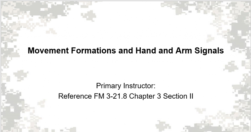 A class on movement formation and hand and arm signals
