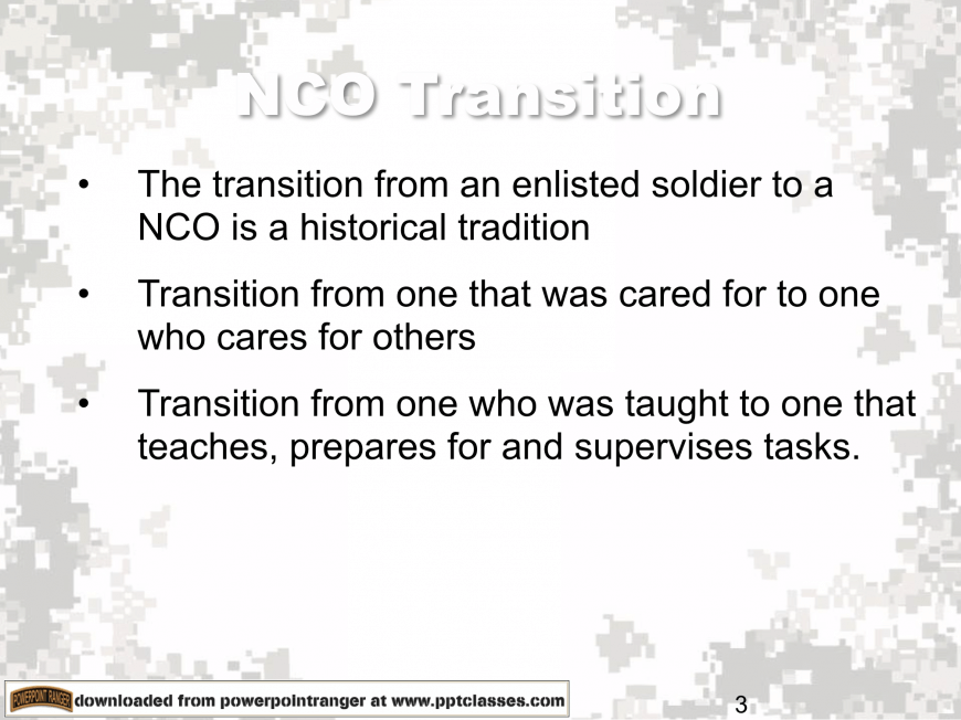 Transition to become an NCO