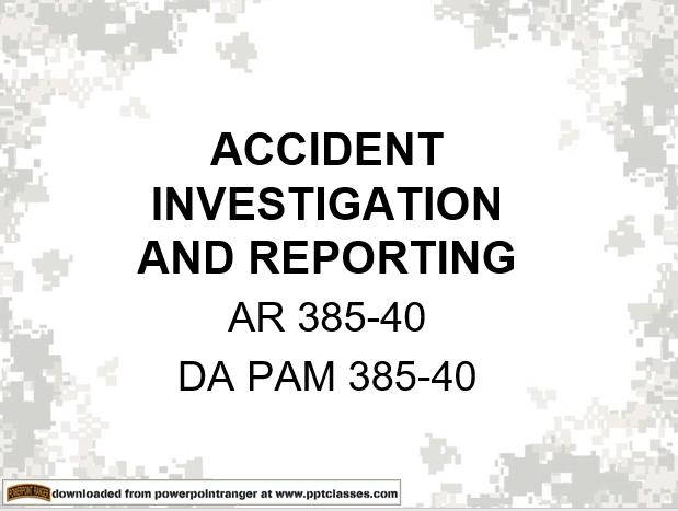 Accident investigating and reporting