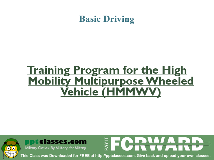 HMMWV Driver Training