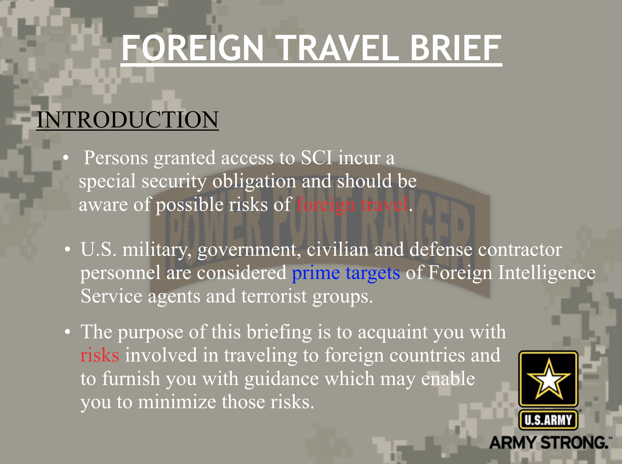military foreign travel