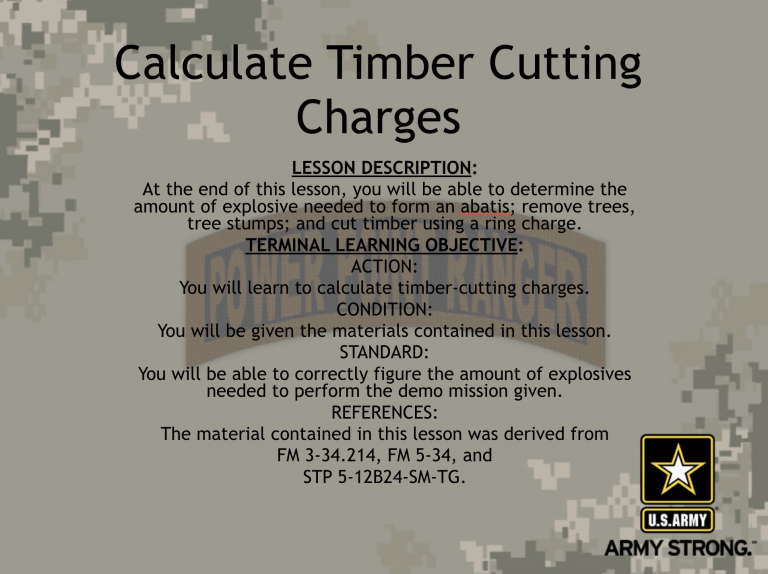 Calculate Cutting Timbers Charges PowerPoint Ranger, Premade