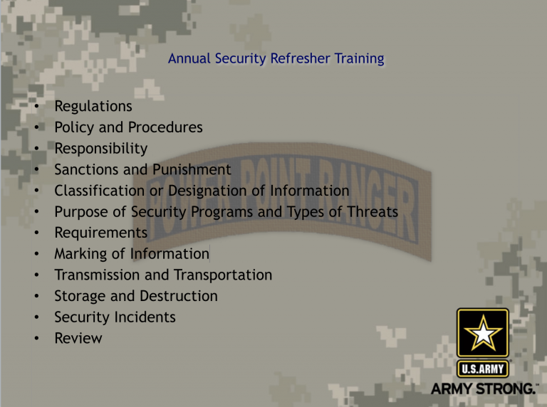 Annual Security Refresher Training - PowerPoint Ranger, Pre-made ...