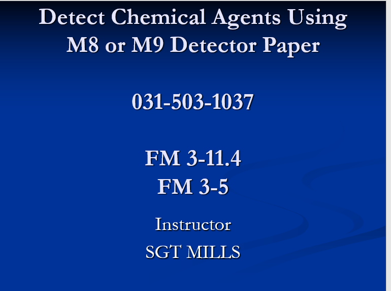 A power class Detect Chemical Agents Using M8 or M9 Detector paper