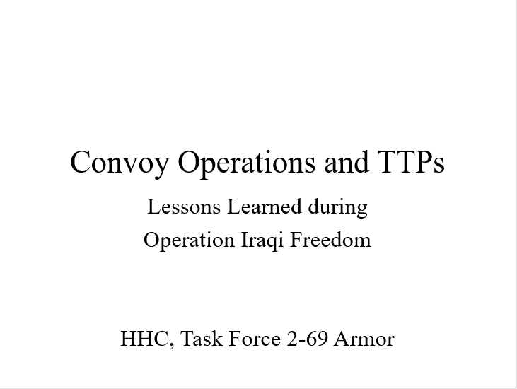 Convoy Ops Lessons Learned and TTPs