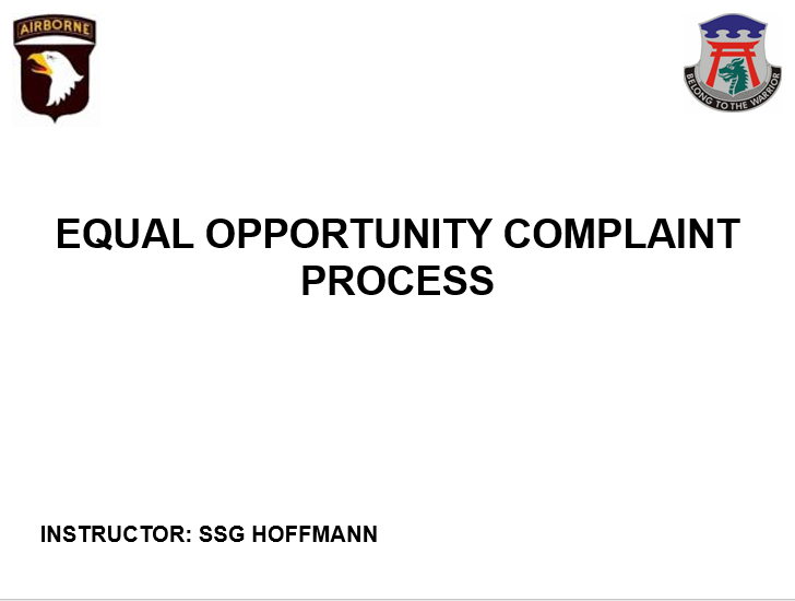 Equal Opportunity, Formal and Informal Complaint Procedures