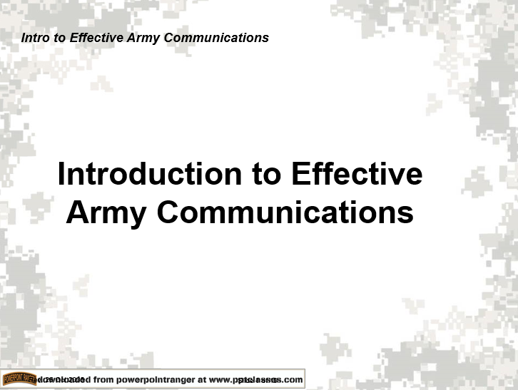 Introduction to Effective Army Communication