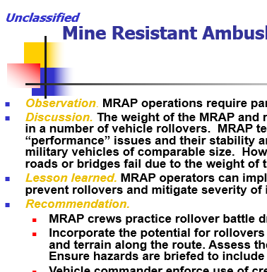 MRAP Safety Lessons Learned