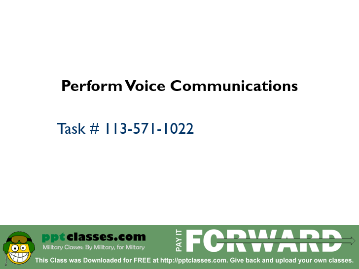 Perform Voice Communications I
