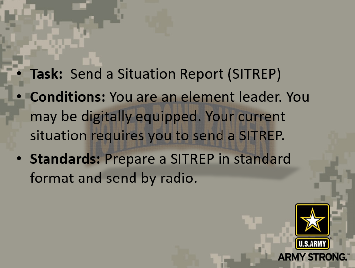 Send a SITREP PowerPoint Ranger, Premade Military PPT