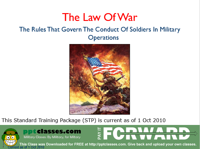 A power point class lesson plan on the law of war STP