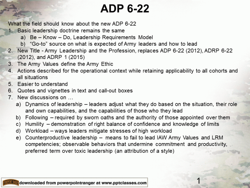 ADP 6-22, Army Leadership and the Profession (2019)