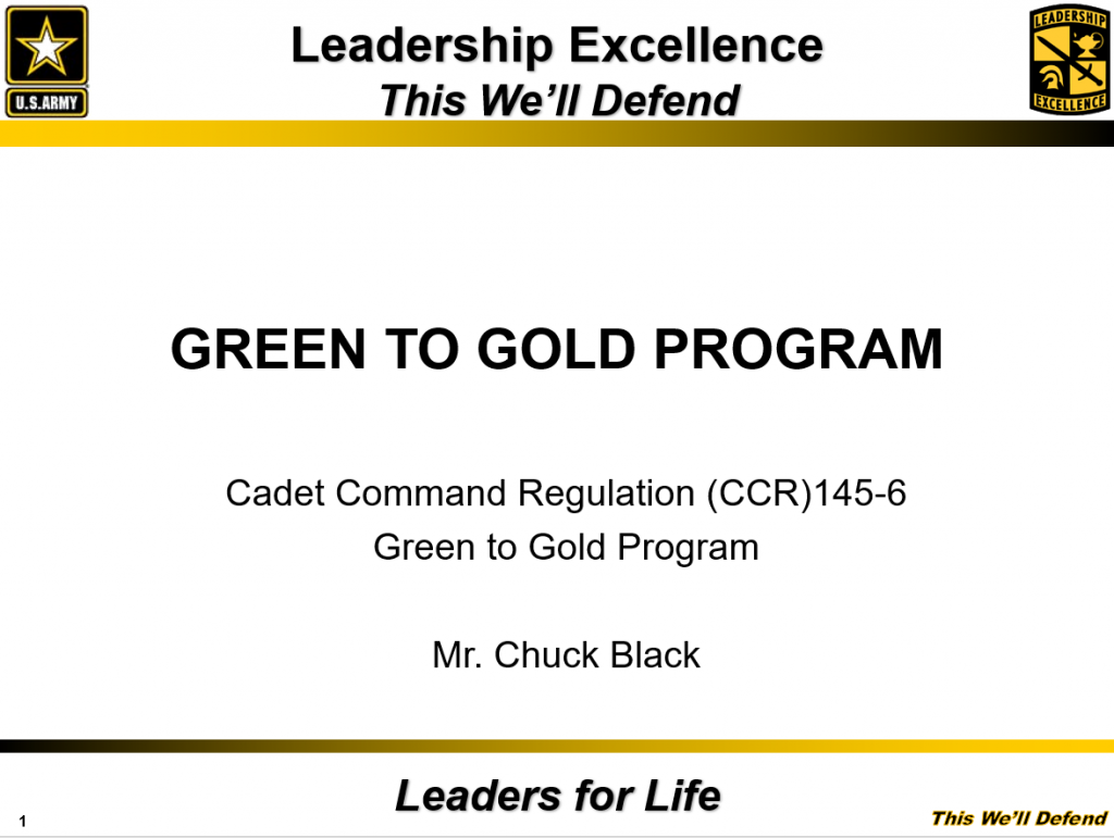 Green to Gold Program PowerPoint Ranger, Premade Military PPT Classes